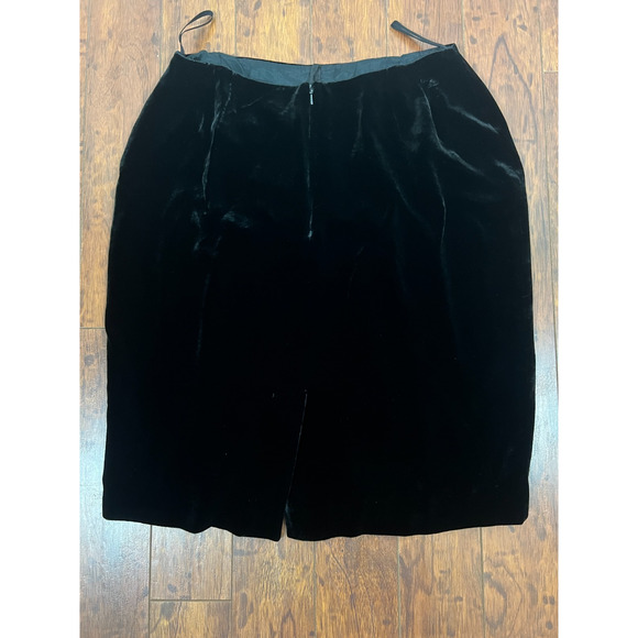 VTG Emanuel Ungaro Black Velvet Pencil Mini Skirt Size 6 Silk Blend Classic - Picture 5 of 7